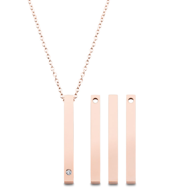 Personligt 4-sidigt halsband med 1 månadssten - Rosegold - 61