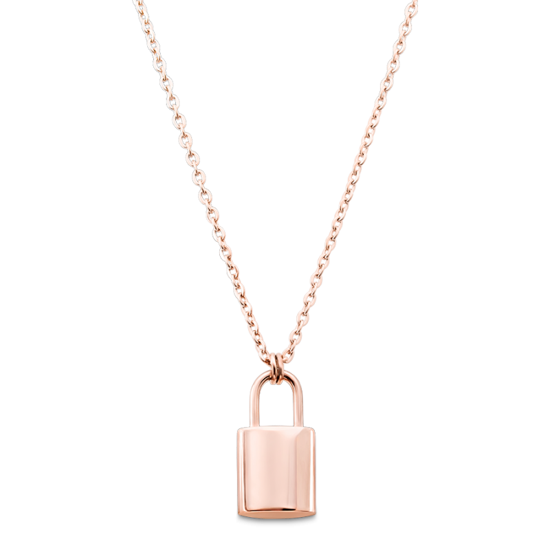 Personligt halsband med hänglås - Rosegold - 61