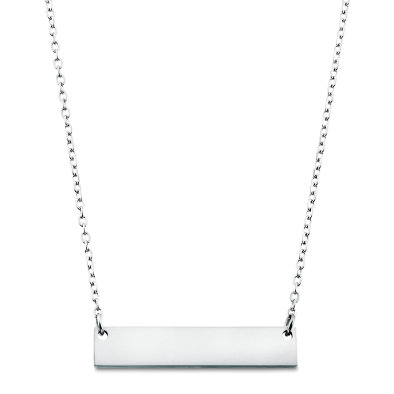 Personligt halsband med bricka - Silver - 60