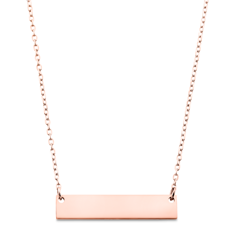 Personligt halsband med bricka - Rosegold - 61