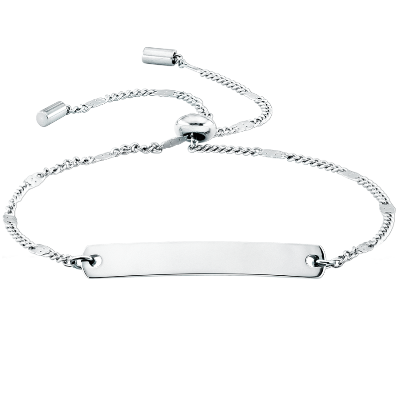 Personligt, justerbart armband med bricka - Silver - 60