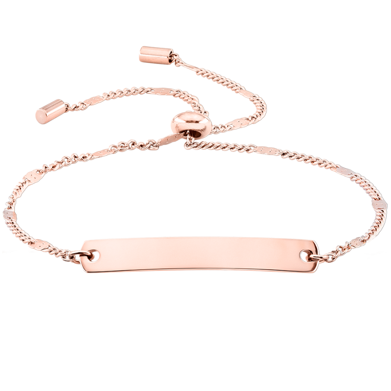 Personligt, justerbart armband med bricka - Rosegold - 61