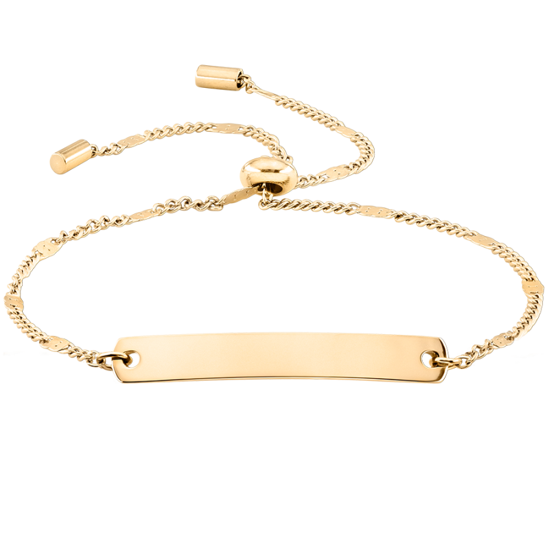 Personligt, justerbart armband med bricka - Gold - 62