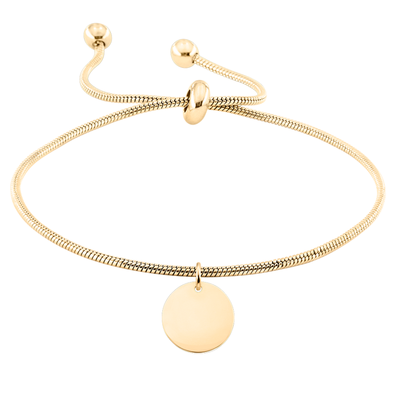 Personlig, justerbart armband med hängande cirkel - Gold - 62