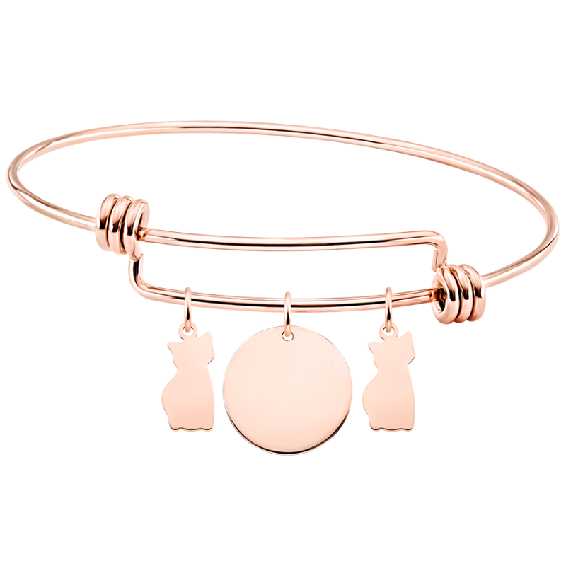 Personligt tunt armband med flera katter - Rosegold - 61