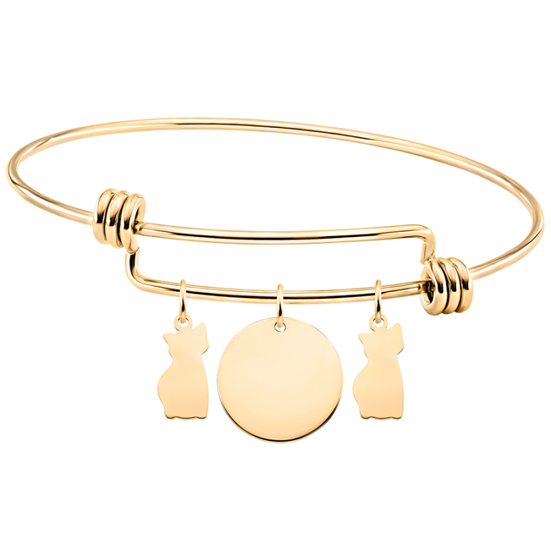 Personligt tunt armband med flera katter - Gold - 62