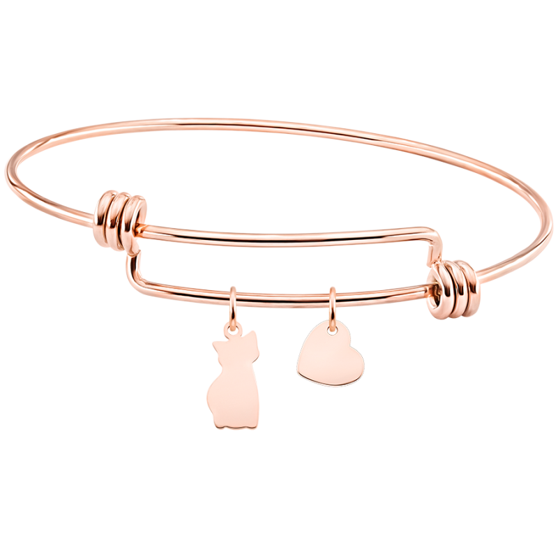 Personligt tunt kattarmband - Rosegold - 61