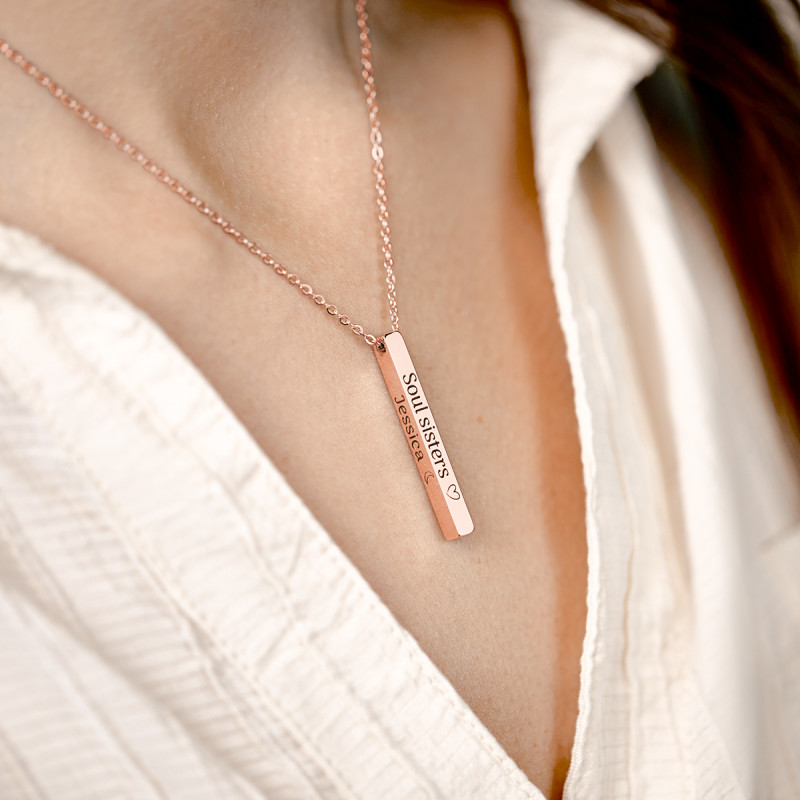 Personligt 4-sidigt halsband - Rosegold - 61