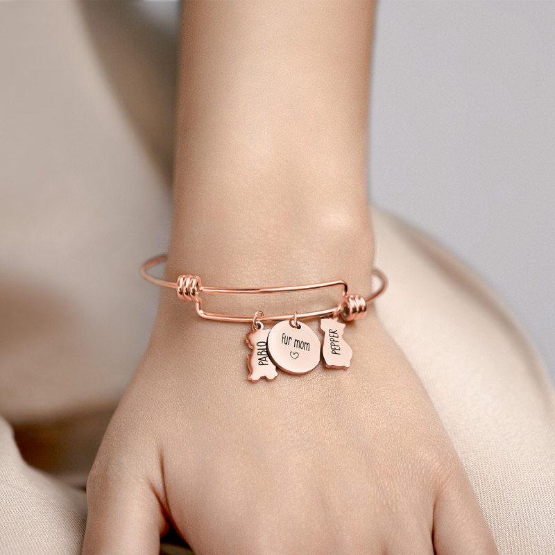 Personligt hund- och kattarmband - Rosegold - 61