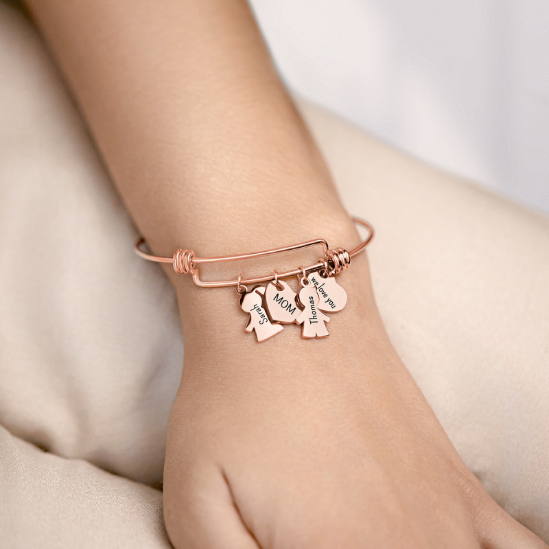 Personligt tunt son- & dotterarmband  - Rosegold - 61